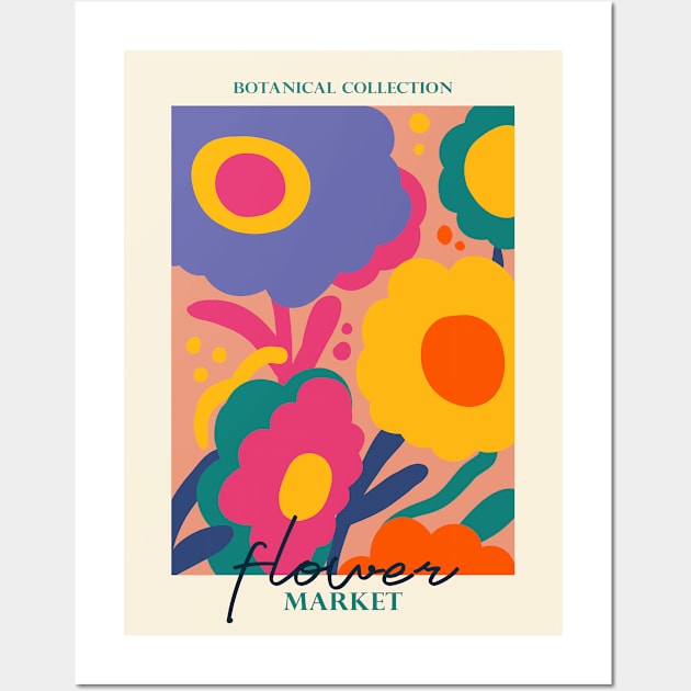 Flower market, Groovy abstract flowers, Retro print, Vibrant art print, Exhibition poster, Botanical Wall Art by KristinityArt